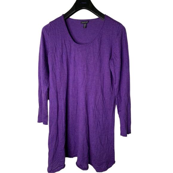 Eileen Fisher 100% merino wool long sweater top purple women's size large - Picture 1 of 4